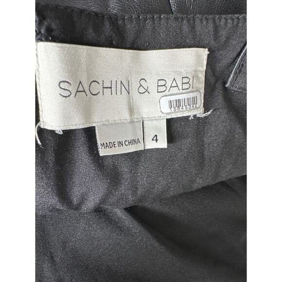 Sachin & Babi Laura Dress Faux Leather Sleeveless Ruffle Hem Midi Sheath Black 4 - Picture 4 of 6